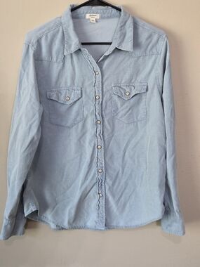 Dylan by True Grit Corduroy Pearl Snap Western Shirt Blue Women’s M